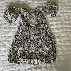 Fame and partners animal print strapless mini dress